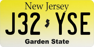 NJ license plate J32YSE