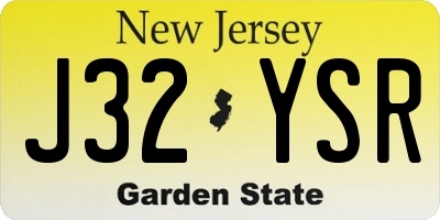 NJ license plate J32YSR