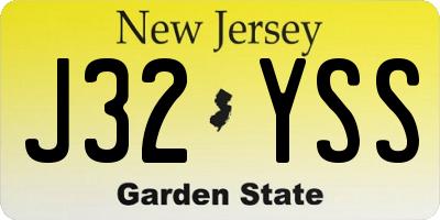 NJ license plate J32YSS