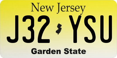 NJ license plate J32YSU