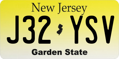 NJ license plate J32YSV
