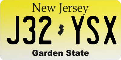 NJ license plate J32YSX