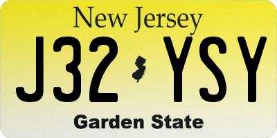 NJ license plate J32YSY