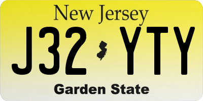 NJ license plate J32YTY