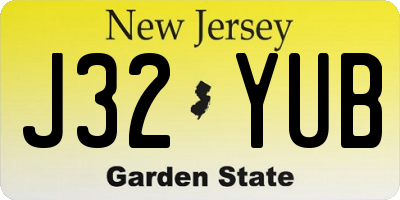 NJ license plate J32YUB
