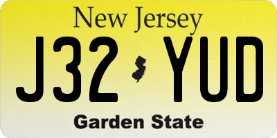 NJ license plate J32YUD
