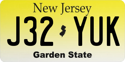 NJ license plate J32YUK