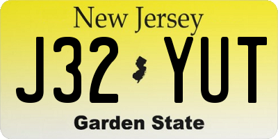 NJ license plate J32YUT