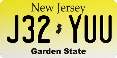 NJ license plate J32YUU