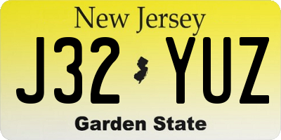 NJ license plate J32YUZ