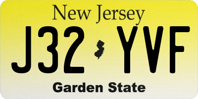 NJ license plate J32YVF