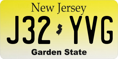 NJ license plate J32YVG