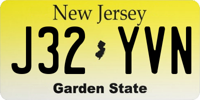 NJ license plate J32YVN