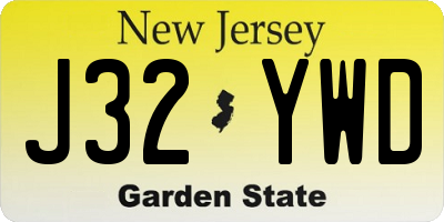 NJ license plate J32YWD