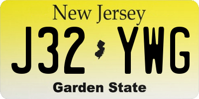NJ license plate J32YWG