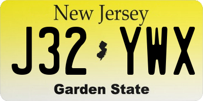NJ license plate J32YWX