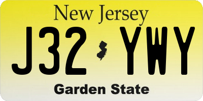 NJ license plate J32YWY