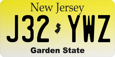 NJ license plate J32YWZ