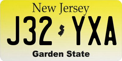 NJ license plate J32YXA