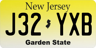 NJ license plate J32YXB