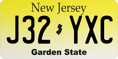 NJ license plate J32YXC