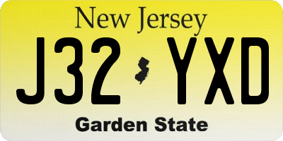 NJ license plate J32YXD