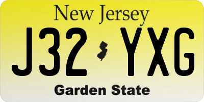 NJ license plate J32YXG