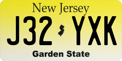 NJ license plate J32YXK