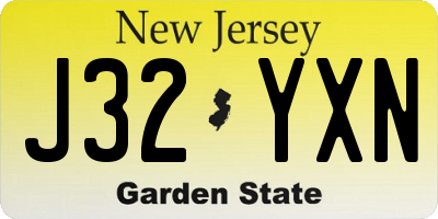 NJ license plate J32YXN