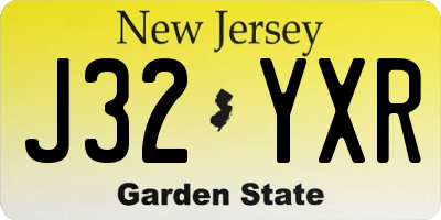 NJ license plate J32YXR