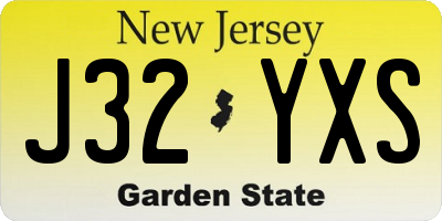 NJ license plate J32YXS
