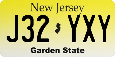 NJ license plate J32YXY