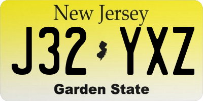 NJ license plate J32YXZ