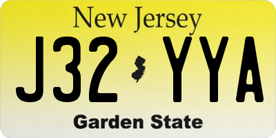 NJ license plate J32YYA