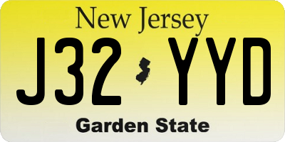 NJ license plate J32YYD