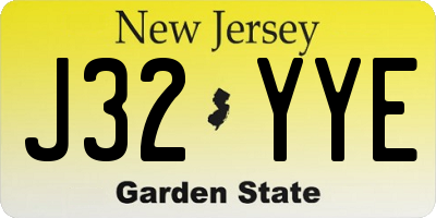 NJ license plate J32YYE