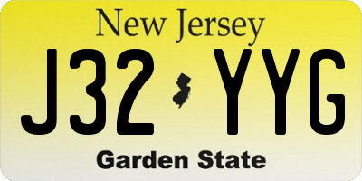 NJ license plate J32YYG