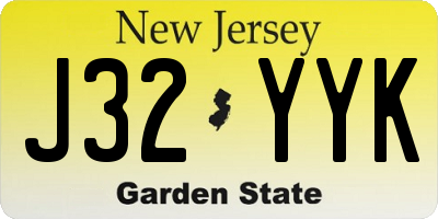 NJ license plate J32YYK