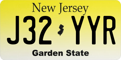 NJ license plate J32YYR