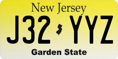 NJ license plate J32YYZ