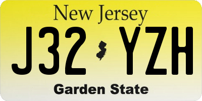NJ license plate J32YZH