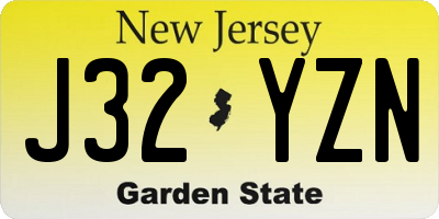 NJ license plate J32YZN