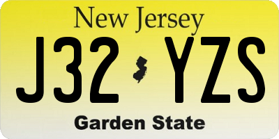 NJ license plate J32YZS