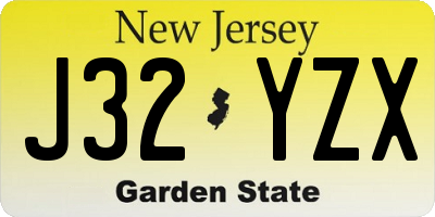 NJ license plate J32YZX