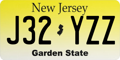 NJ license plate J32YZZ