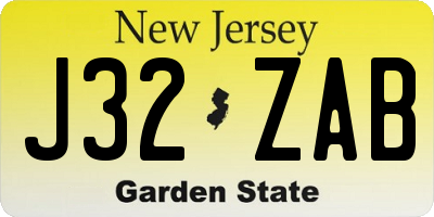 NJ license plate J32ZAB