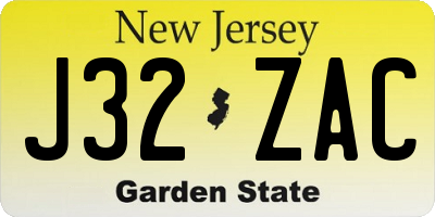 NJ license plate J32ZAC