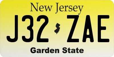 NJ license plate J32ZAE