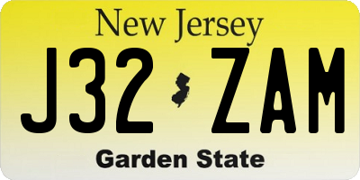 NJ license plate J32ZAM