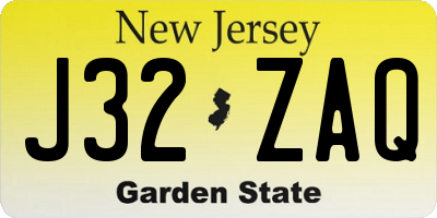 NJ license plate J32ZAQ